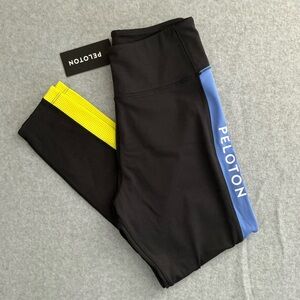 Peloton Leggings in Black, Blue, and Yellow
